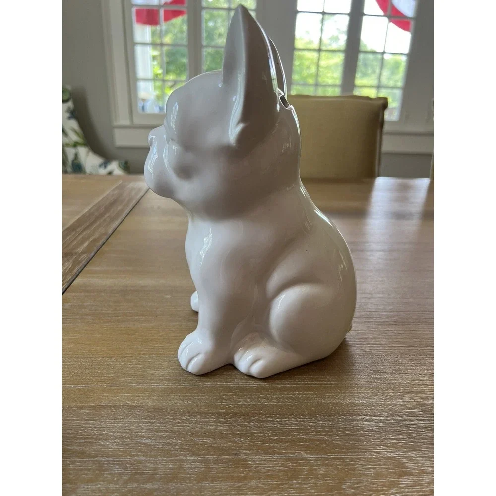 French Bulldog Ceramic Piggy Bank White Display Statue